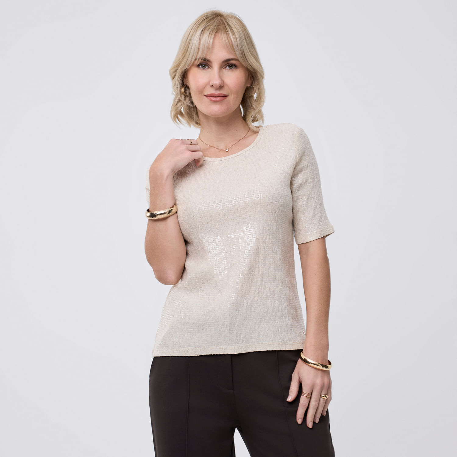 Polo Mujer Seq Zafin Manga Corta Crema M