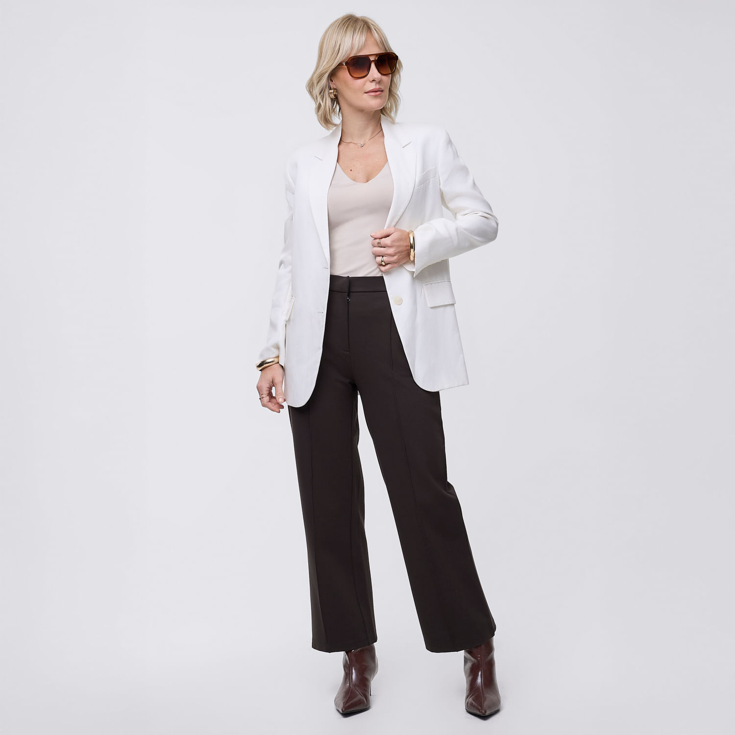 Pantalón Mujer Punto Zafin Café S