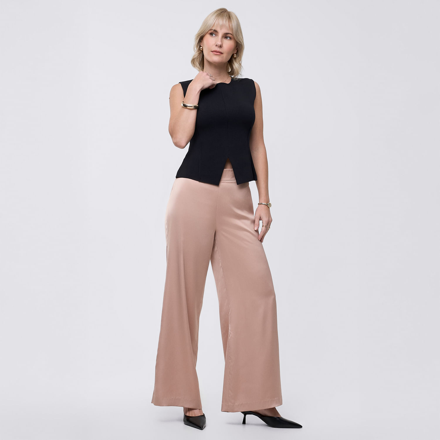 Pantalón Mujer Satinado Zafin Beige 34