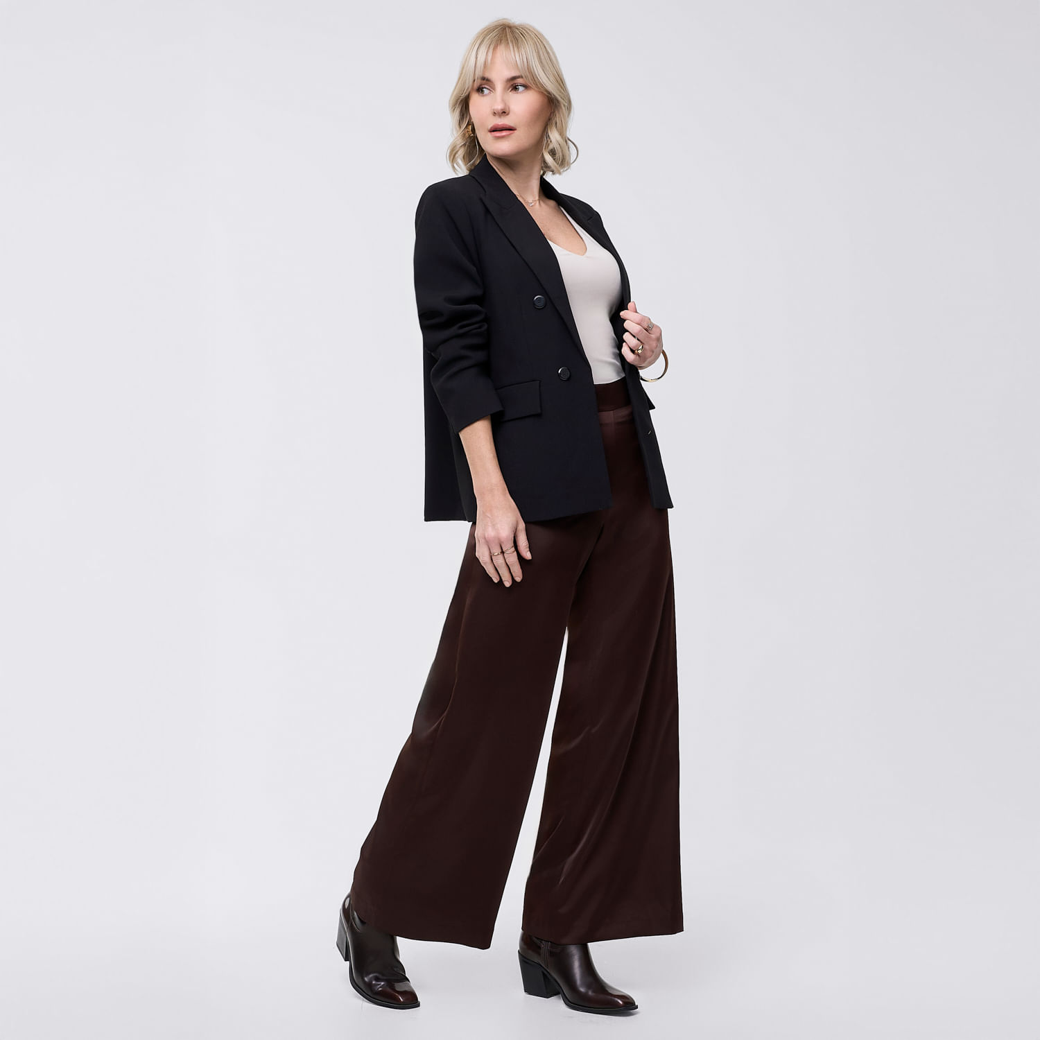 Pantalón Mujer Satinado Zafin Café 30