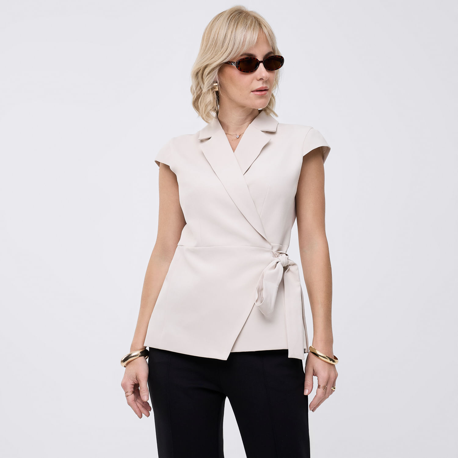 Blazer Mujer Cruce Zafin Crema L
