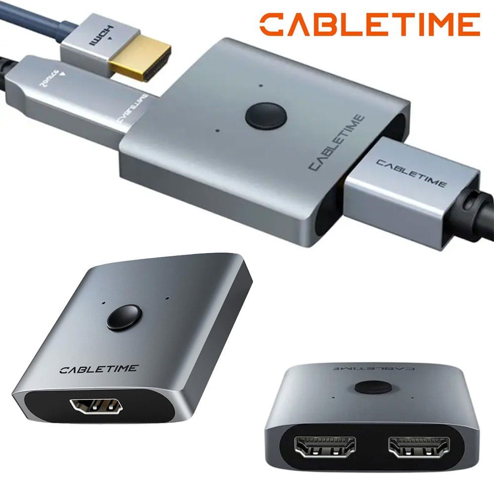 Switch Conmutador HDMI 2.0 Bidireccional 1 Entrada 2 Salidas - 2 Entradas 1 Salida 4K CABLETIME