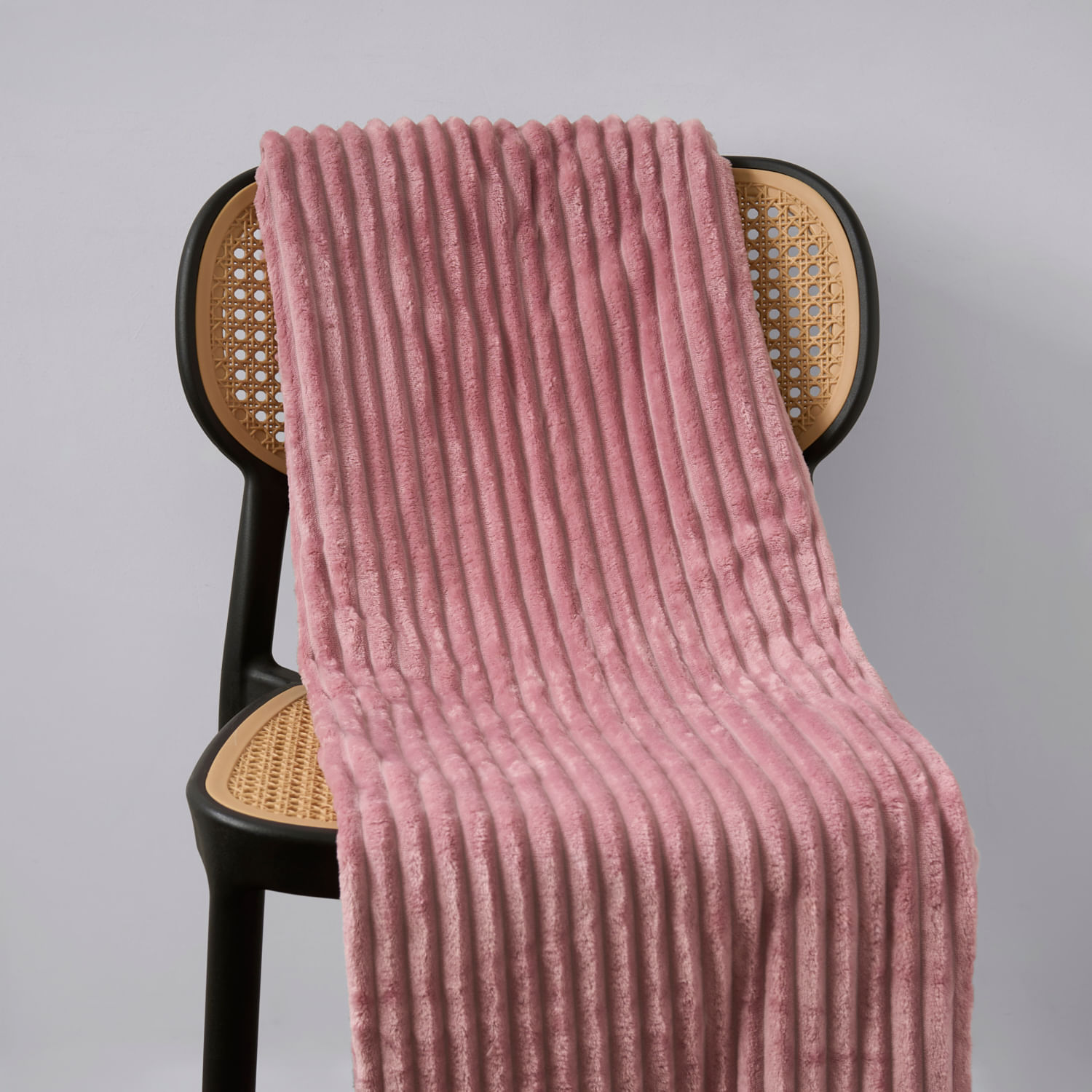 Manta Flannel Rayas Rosado