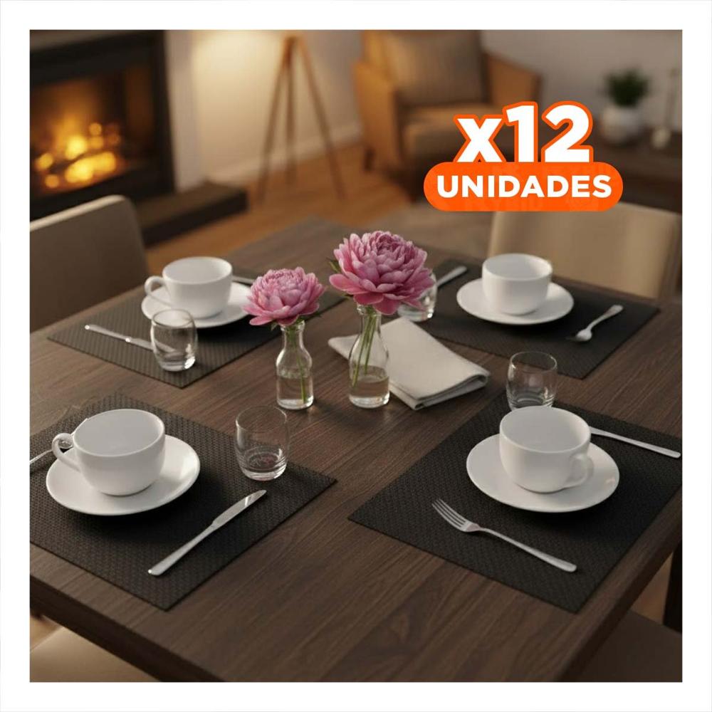 Pack12 Juego de Individuales Rectangulares 4 Piezas para Mesa de Hogar Y Regalo Sticker