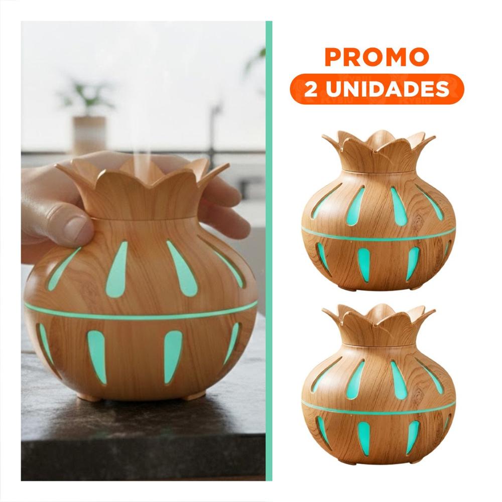Pack2 Difusor para Ambientes Cerrados 12x11cm con Forma Floral Madera Claro Y Regalo Sticker