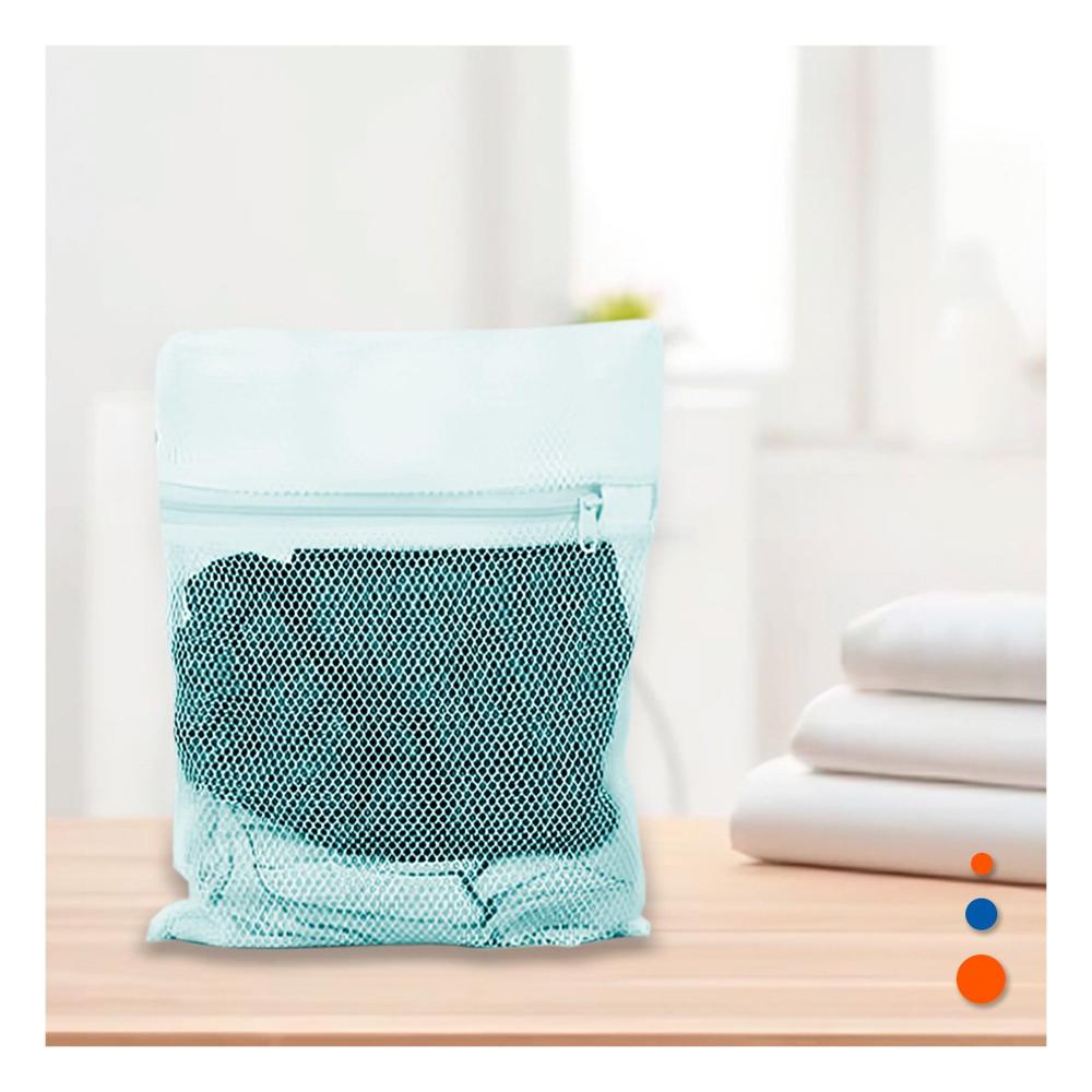 Bolsa Malla para Limpieza Ropa Formato Rectangular 40x30cm Celeste Seguro Y notas