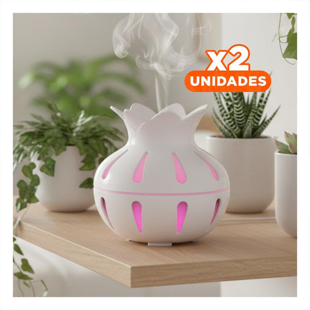 Pack2 Difusor de Mesa Ambiental 12x11cm y Forma Floral Color Blanco Y Papel Regalo