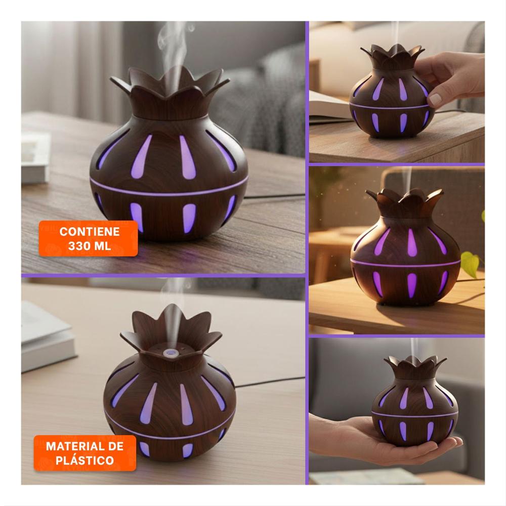 Humificador de Mesa para Ambiente Interior con Forma Floral 12x11cm Marron Y Ligas Regalo