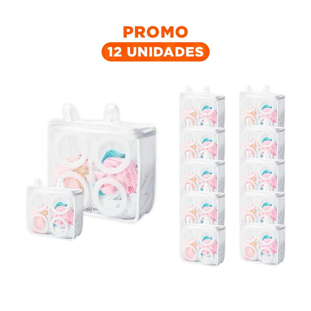 Pack12 Bolso Malla Lavadora Zapatos y Ropa Formato Rectangular Blanco