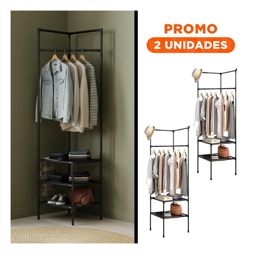 Pack2 Estructura de Esquina con Zapatera y Perchera para Casa y Hogar Y Regalo Sticker
