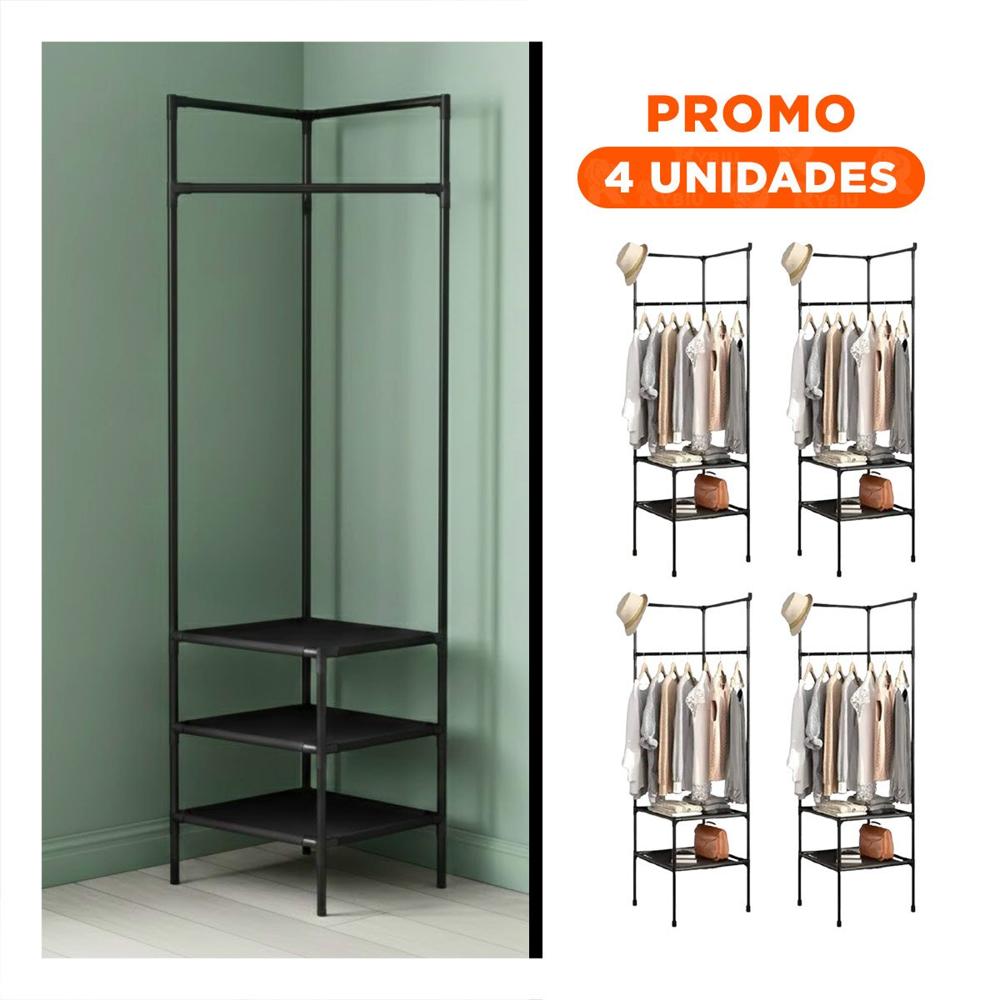 Pack4 Mueble de Esquina con Perchera y Zapatera para Hogar y Casa con Uso Interior