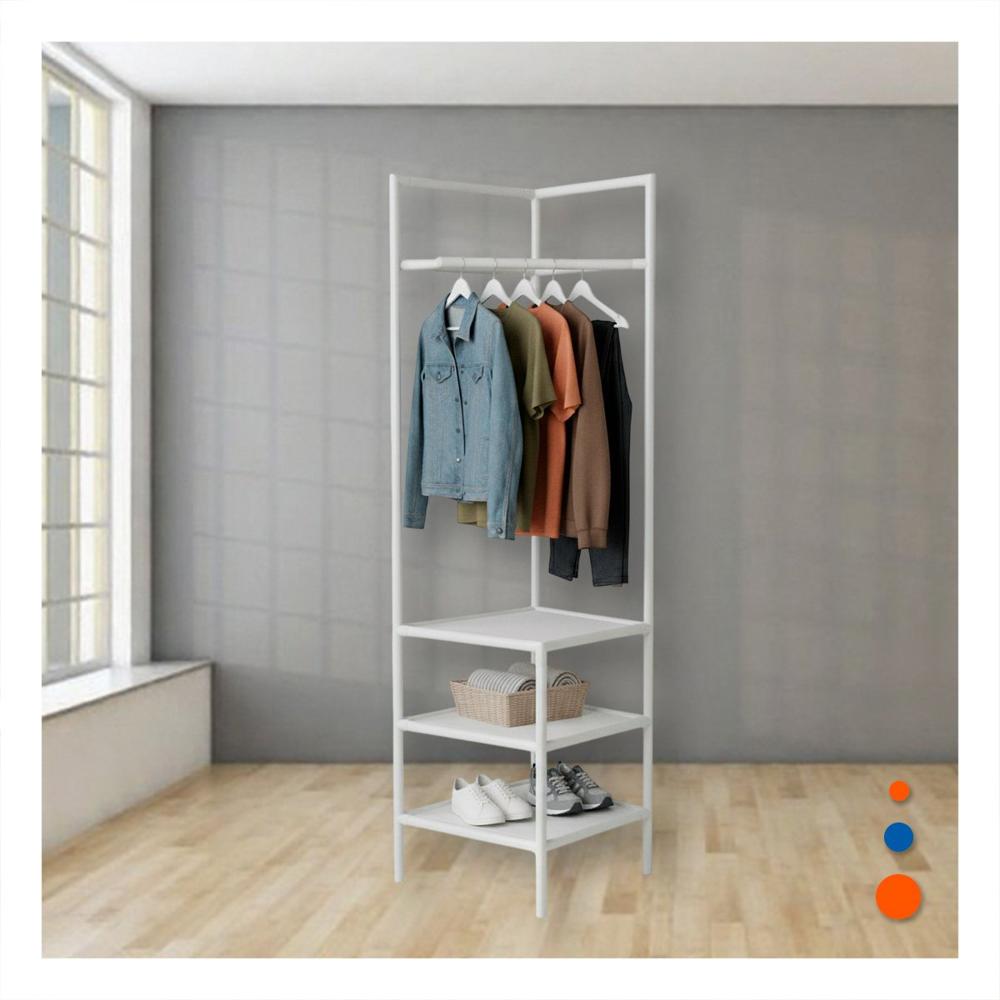 Modulo Esquinero con Perchera Funcional para Almacenamiento de Zapatos Y Notas