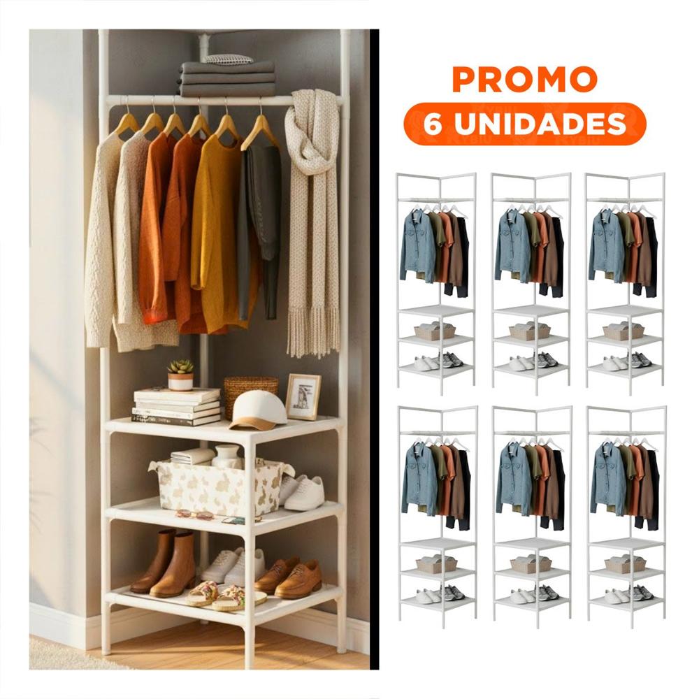 Pack6 Closet Funcional con Perchera y Espacio para Zapatos Y Regalo Sticker