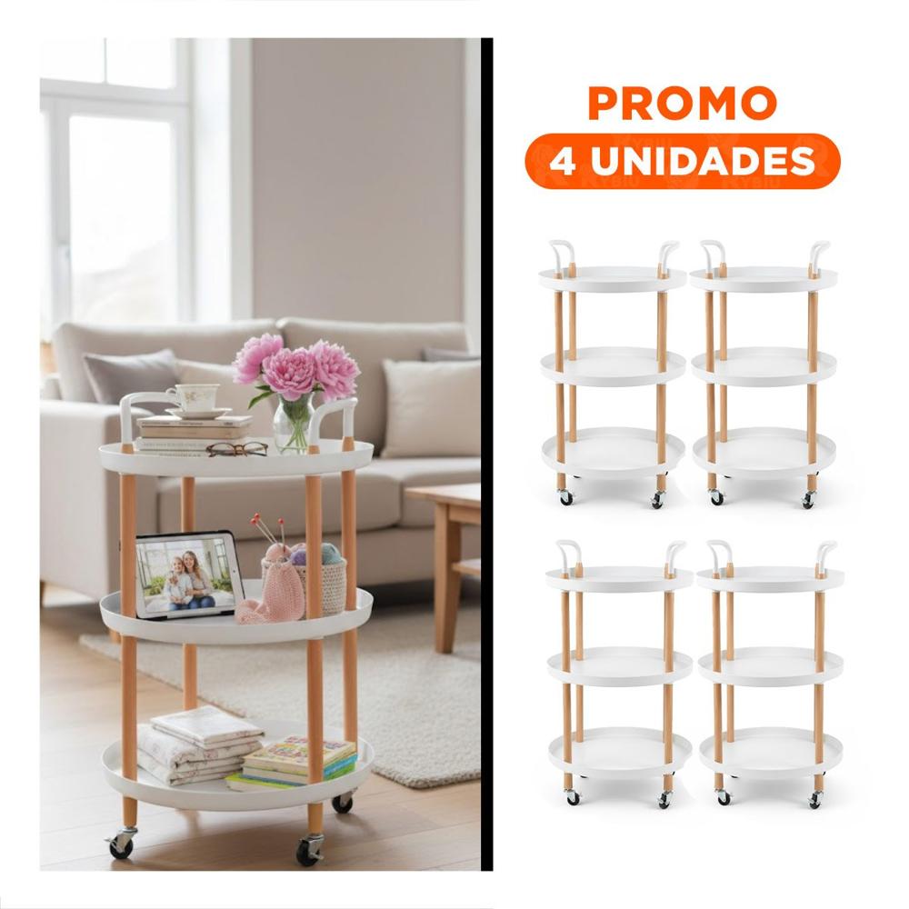 Pack4 Soporte 3 Niveles Circular con Asa Blanco Para Orden y Espacios Varios