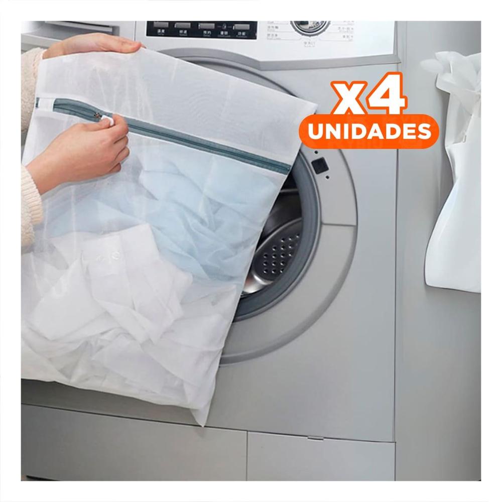 Pack4 Soporte para Ropa 3 Bolsas de Malla para Lavar Ropa Rectangular Blanco Y Papel Regalo