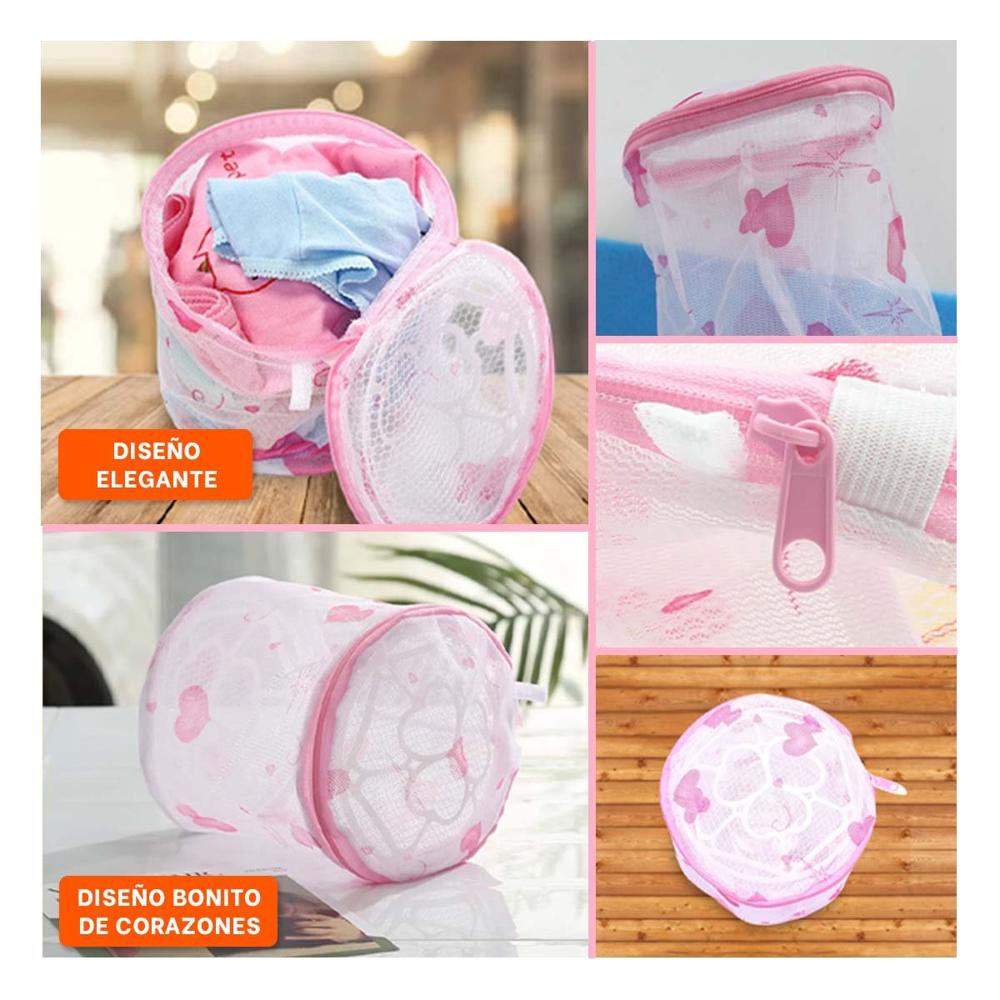 Bolsa Malla Protectora Ropa Diseno Cilindro Blanco con Corazones Fino Y Ligas Regalo