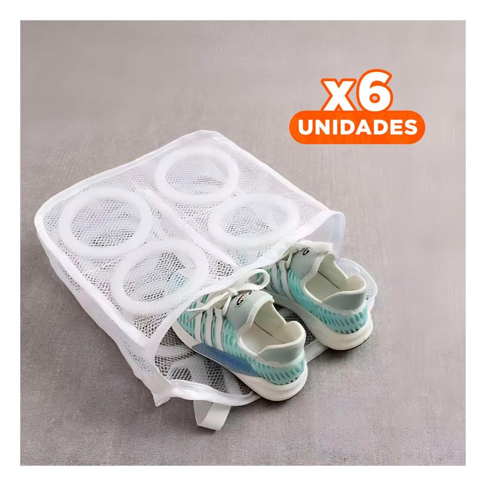 Pack6 Bolso Malla para Limpieza Zapatos y Ropa Estilo Rectangular Blanco Y Papel Regalo