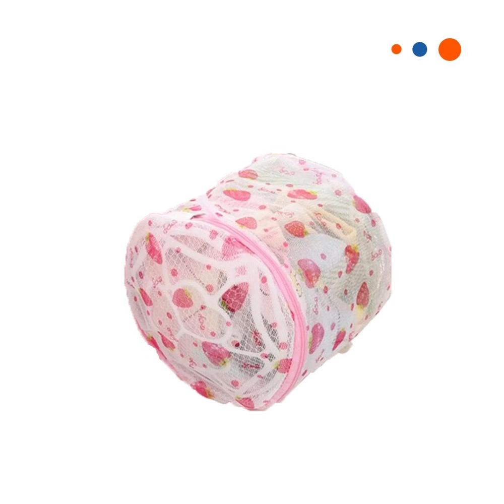 Bolsa Malla Protectora Ropa Estilo Cilindro Blanco con Fresas Practico Y Regalo Sticker