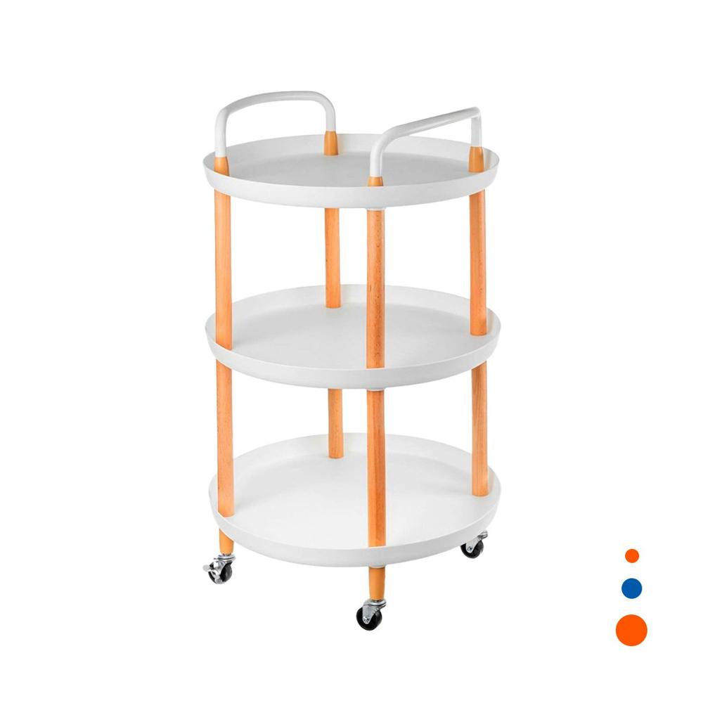 Mueble 3 Niveles Circular con Asa Blanco para Cocina y Sala Y Regalo Sticker