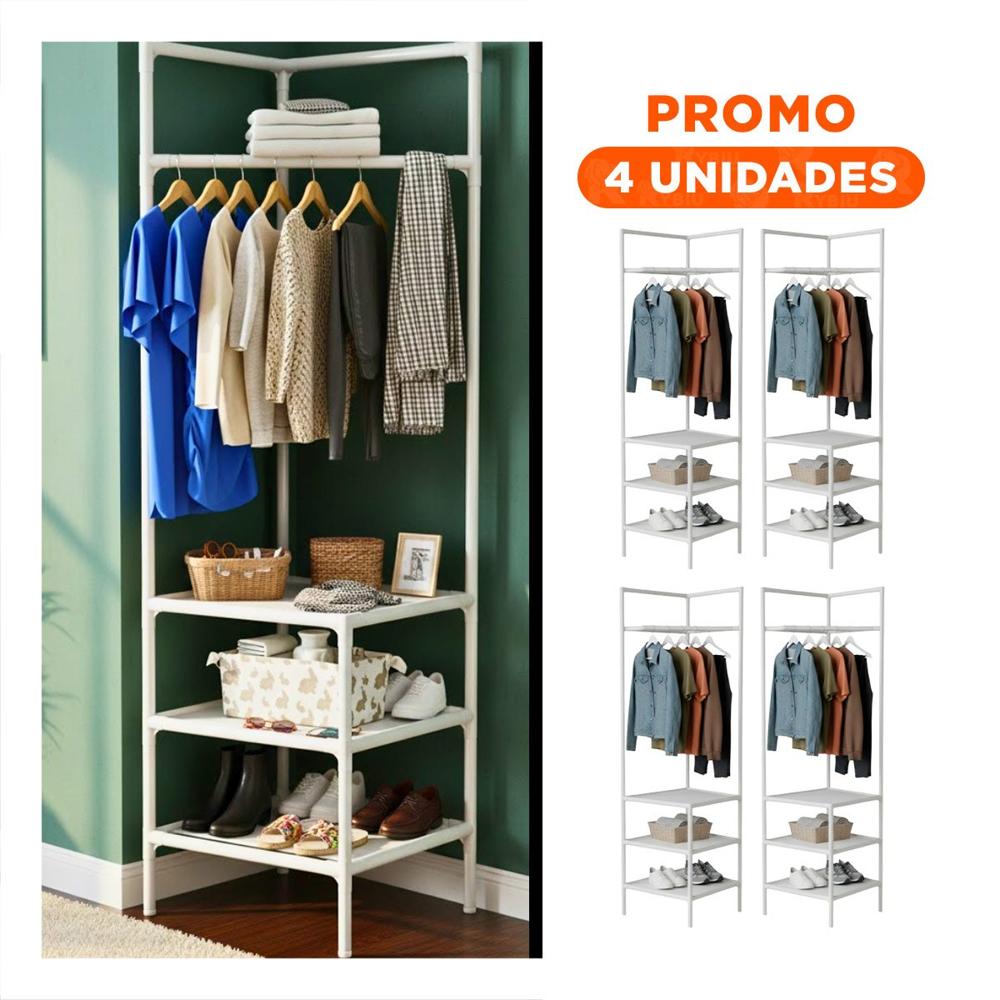 Pack4 Sistema Vertical con Perchera y Soportes para Calzado del Hogar
