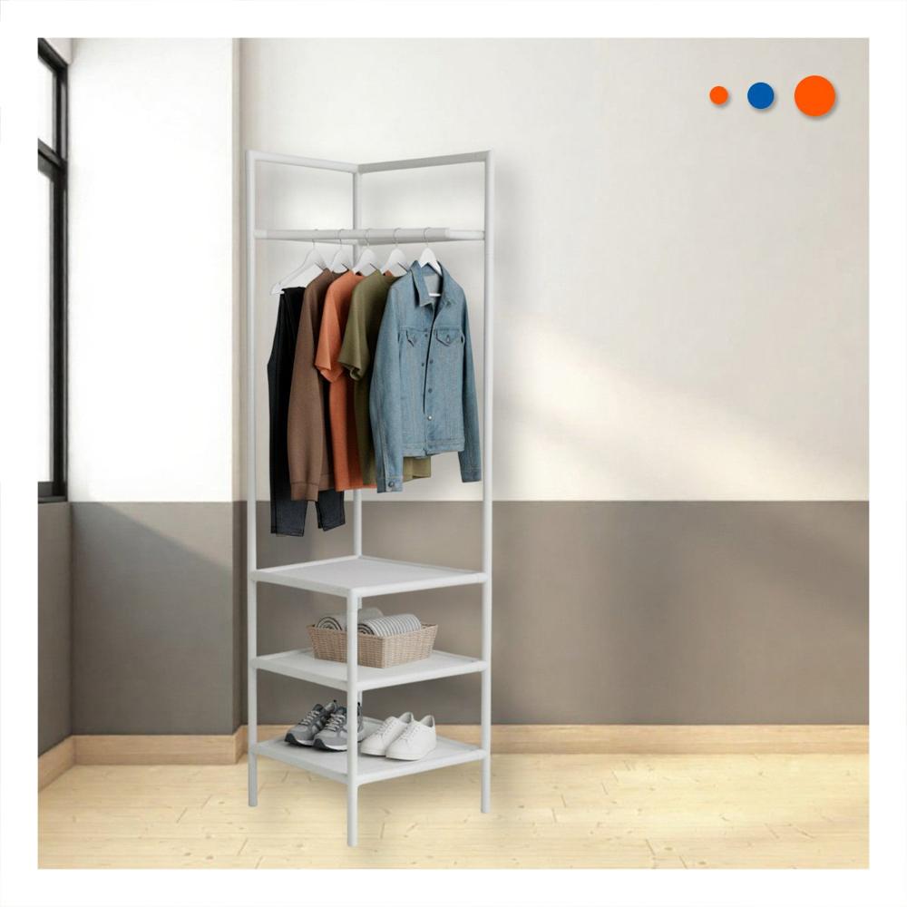 Mueble Esquinero con Perchera y Soporte para Calzado para Dormitorio u Oficina YPapel Regalo
