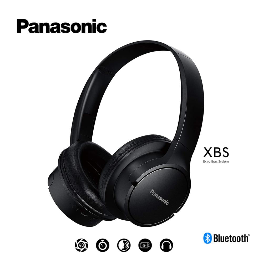 Audífonos Bluetooth Panasonic RP-HF520B Extra Bass 50H Over-Ear Diadema Negro