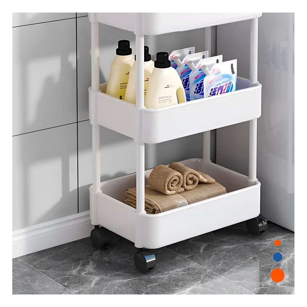 Organizador Movil Blanco de Plastico con Cuatro Niveles Ruedas y Asas Casa Y Papel Regalo