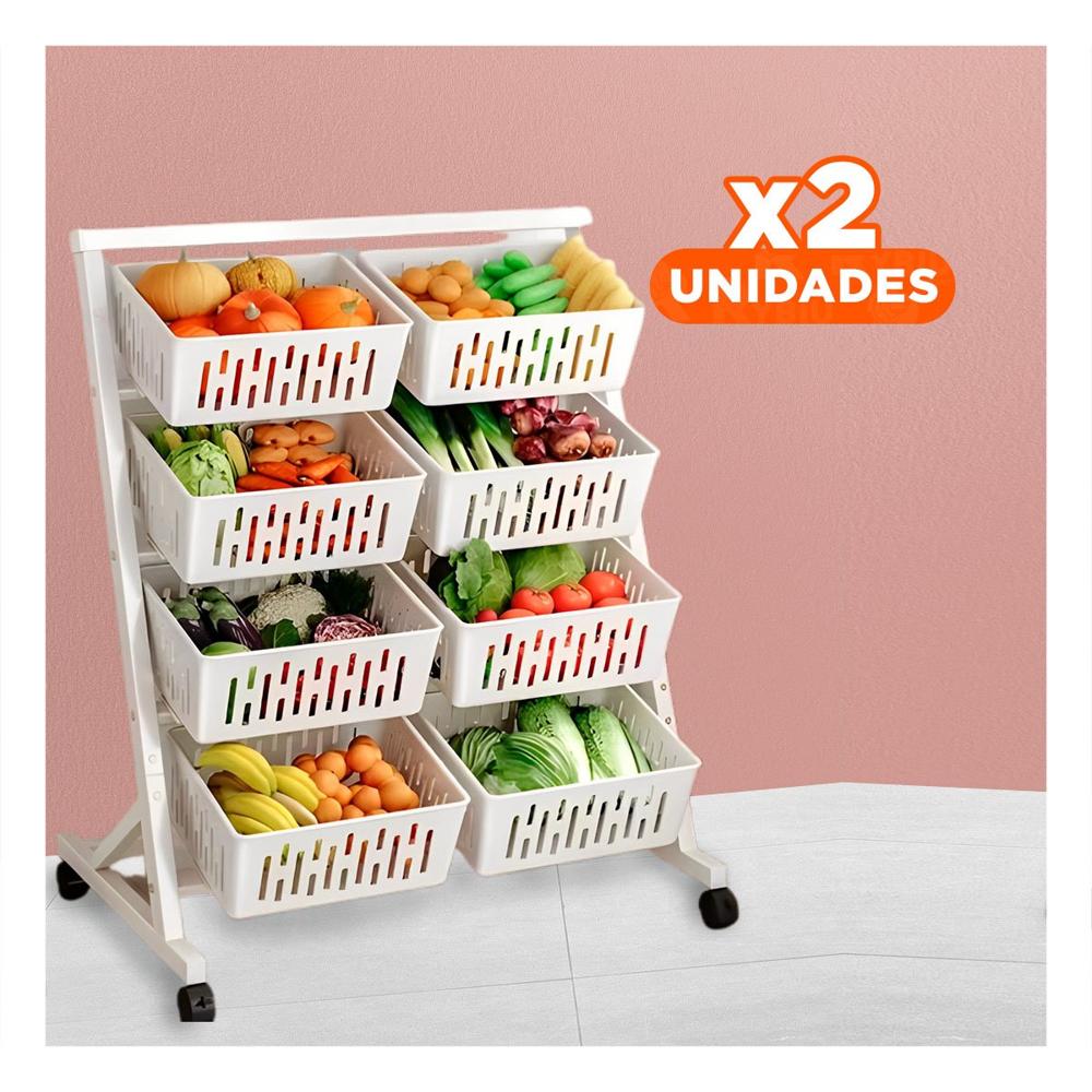Pack2 Soporte Organizador Blanco de Cuatro Niveles con Ocho Bandejas para Hogar Y Papel Regalo