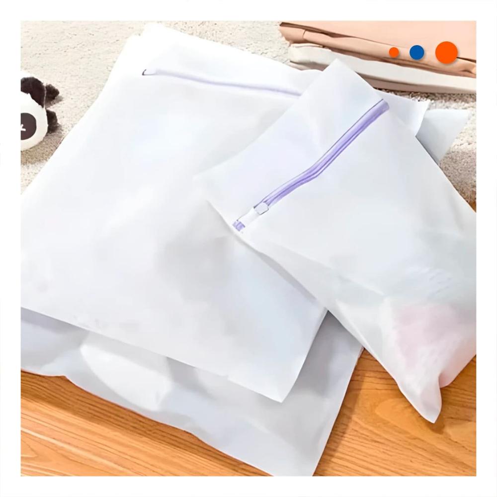 Contenedor 3 Bolsas de Malla para Lavar Ropa Rectangular Blanco YPapel Regalo