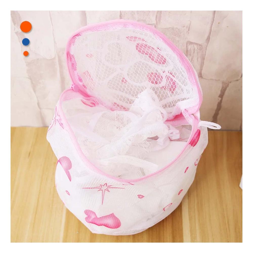Bolsa Malla para Lavar Ropa Diseno Cilindro Blanco con Corazones Suave