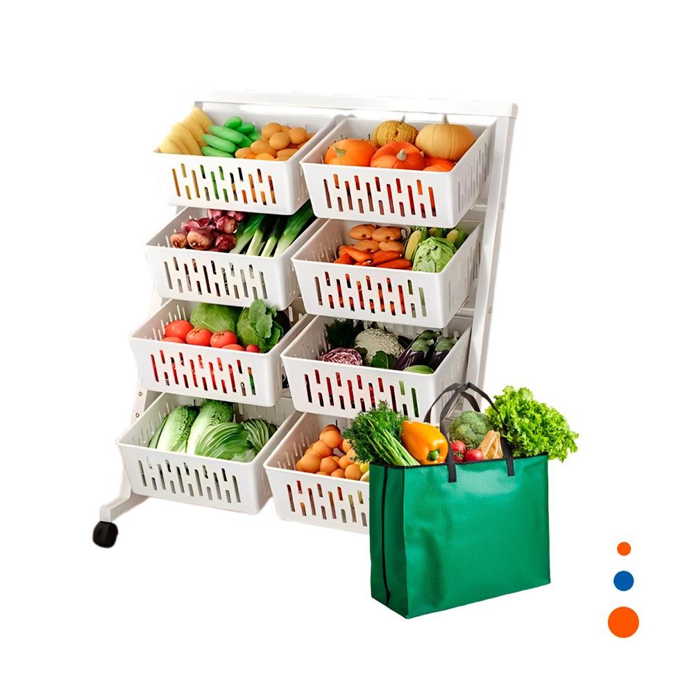 Mueble Organizador Blanco de Cuatro Niveles con Ocho Bandejas para Hogar Y Regalo Sticker