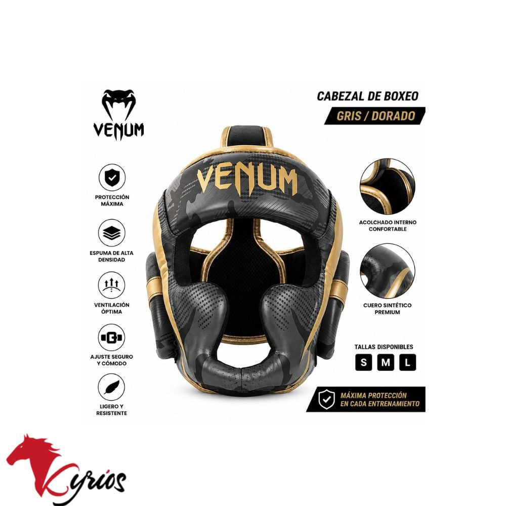 Cabezal de Boxeo Venum Negro con dorado