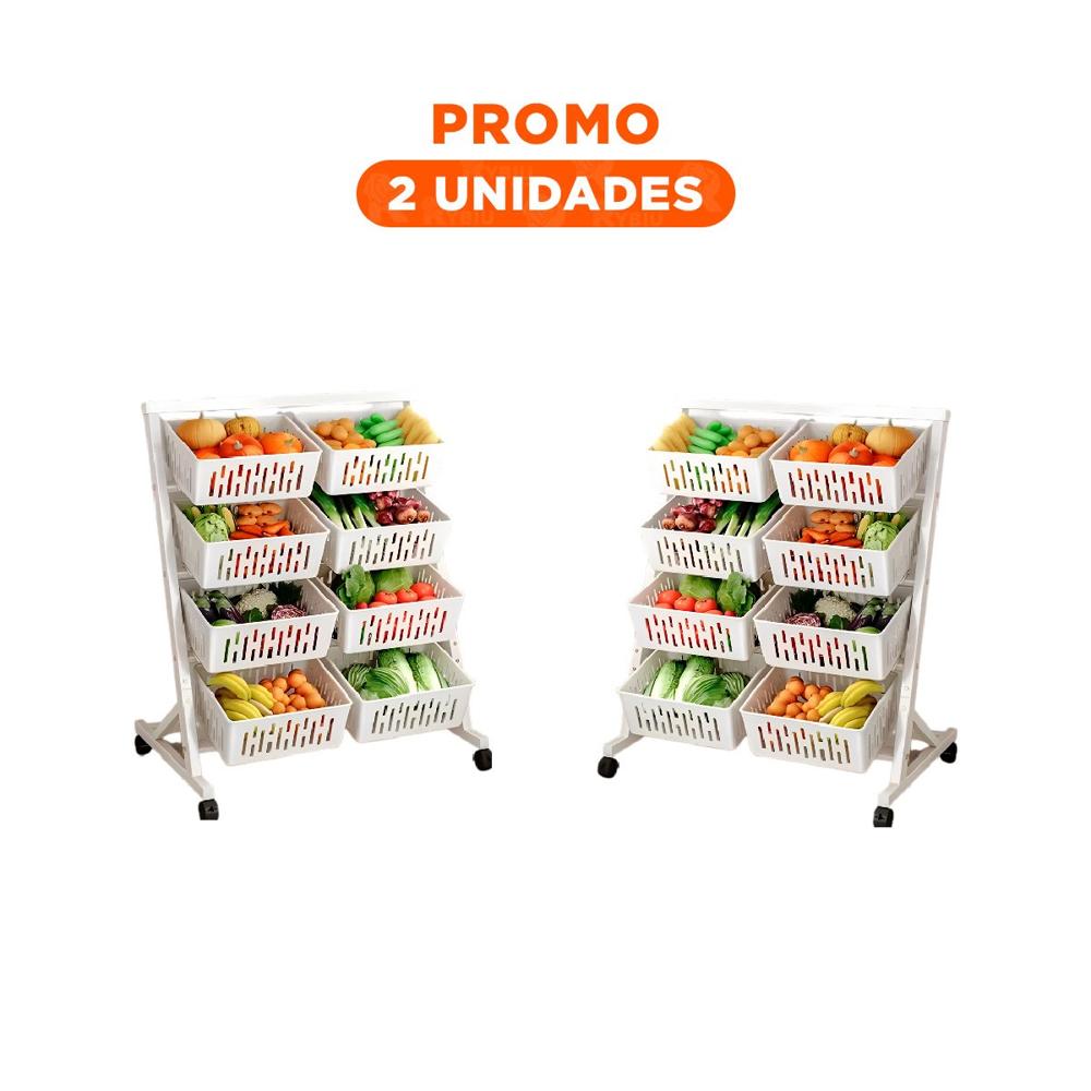 Pack2 Estructura Organizador Blanco de Cuatro Niveles con Ocho Bandejas Y Regalo Sticker
