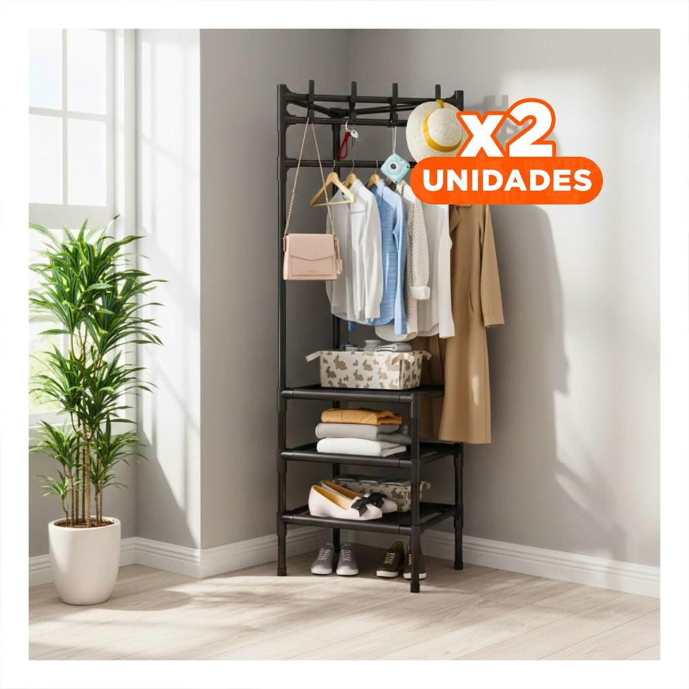Pack2 Soporte Vertical con Zapatera y Perchera para Casa y Hogar con Practicidad