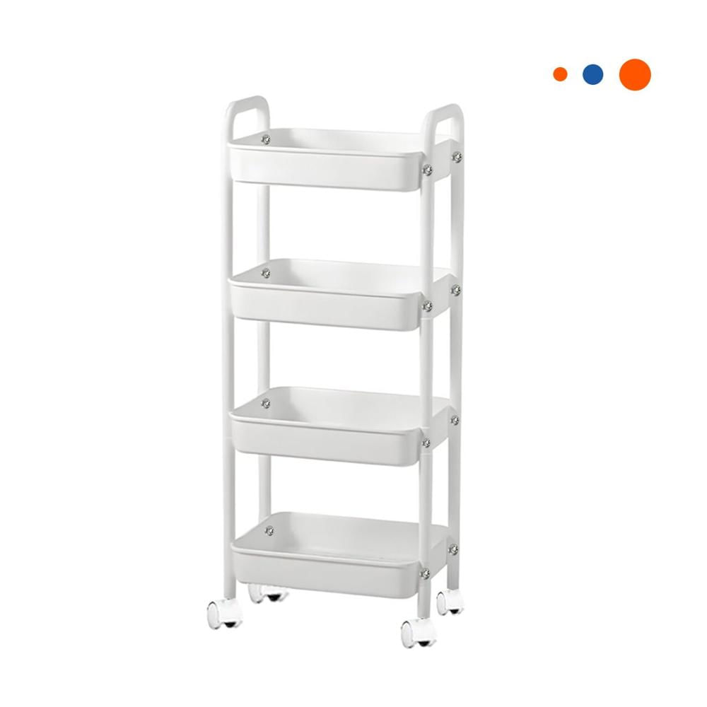 Anaquel Carrito Blanco de Metal con 4 Niveles Moviles para Orden del Hogar Y Regalo Sticker