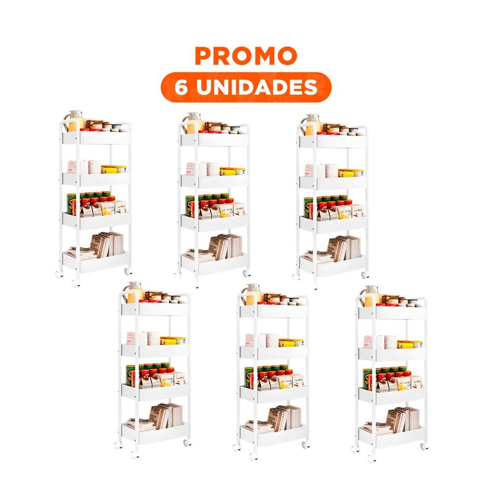 Pack6 Sistema Blanco de Metal con 4 Niveles Moviles y Asas para Hogar Y Regalo Sticker