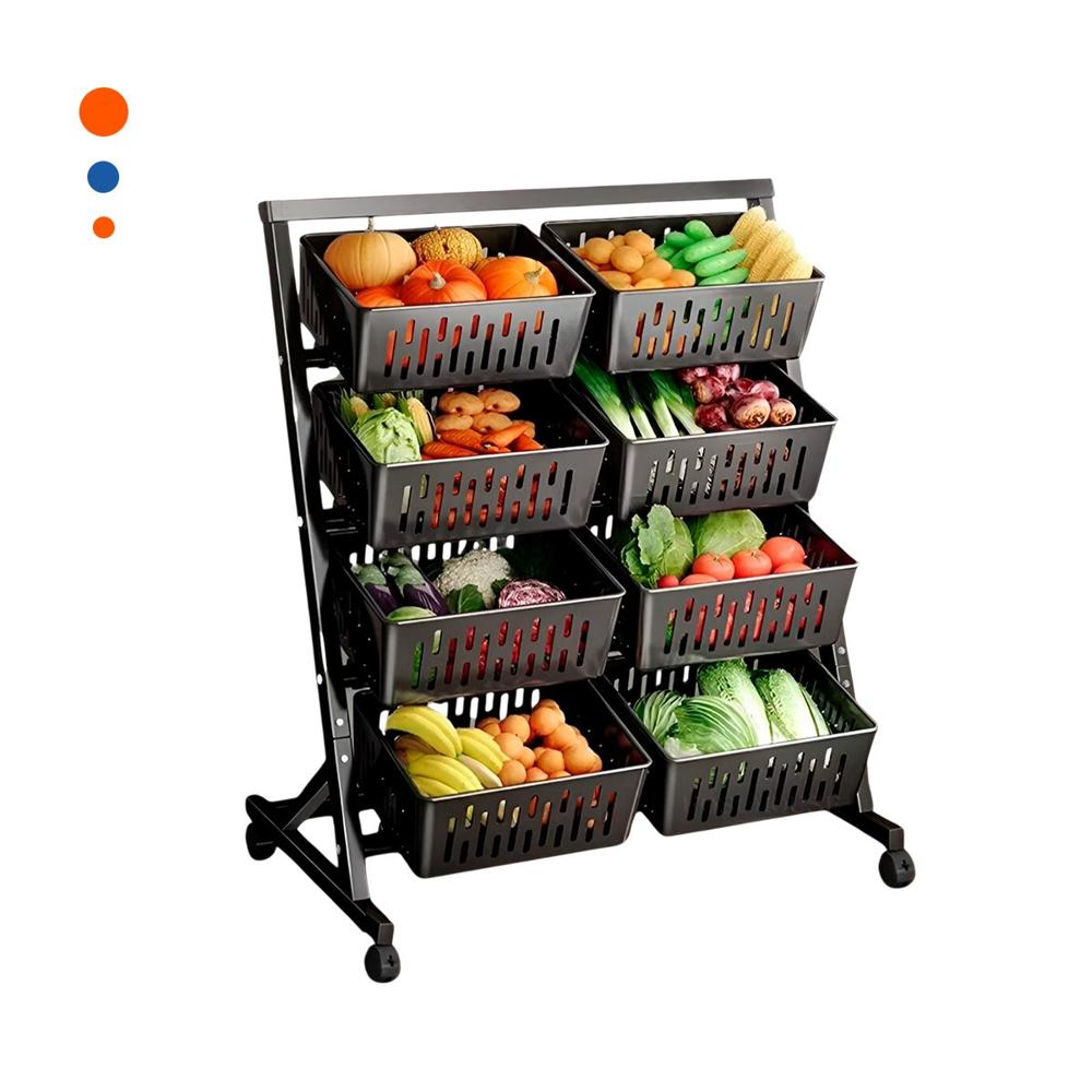 Carrito Organizador con 4 Niveles y 8 Bandejas para Hogar Practico Negro Y Regalo Sticker