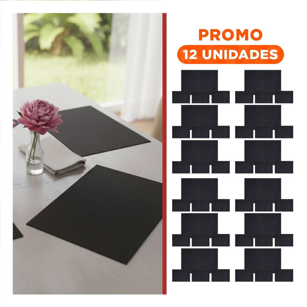Pack12 Manteles Individuales Rectangulares 4 Piezas para Mesa de Comedor