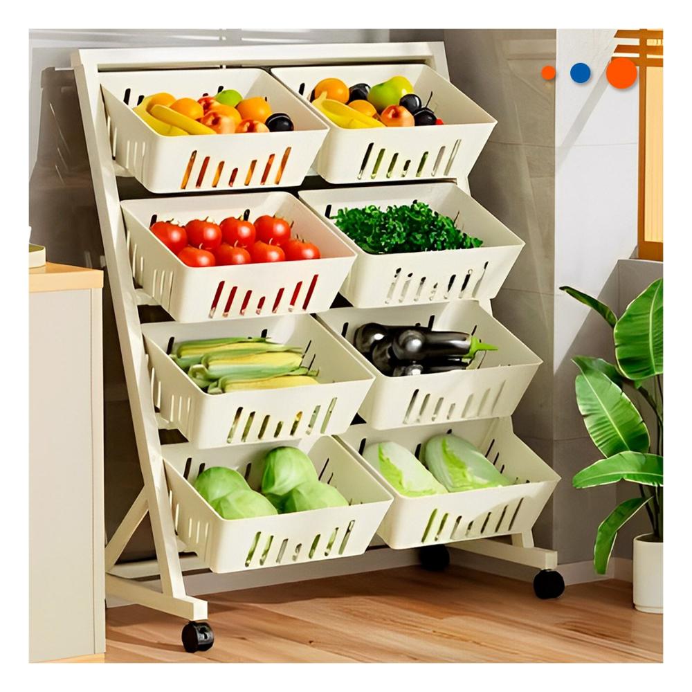 Coche Organizador Blanco de Cuatro Niveles con Ocho Bandejas para Casa Y Papel Regalo