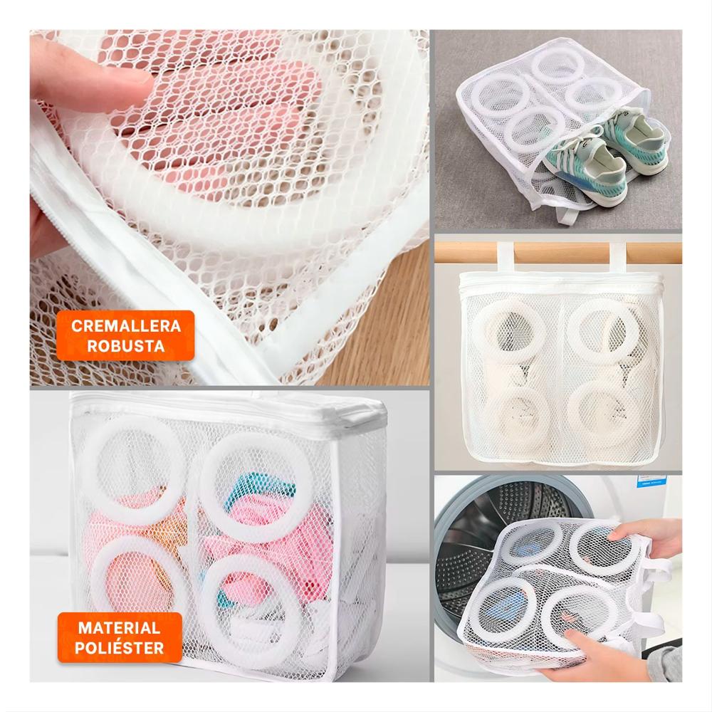 Bolsa Malla Protectora Zapatos y Ropa Diseno Rectangular Blanco Reforzado Y Ligas Regalo