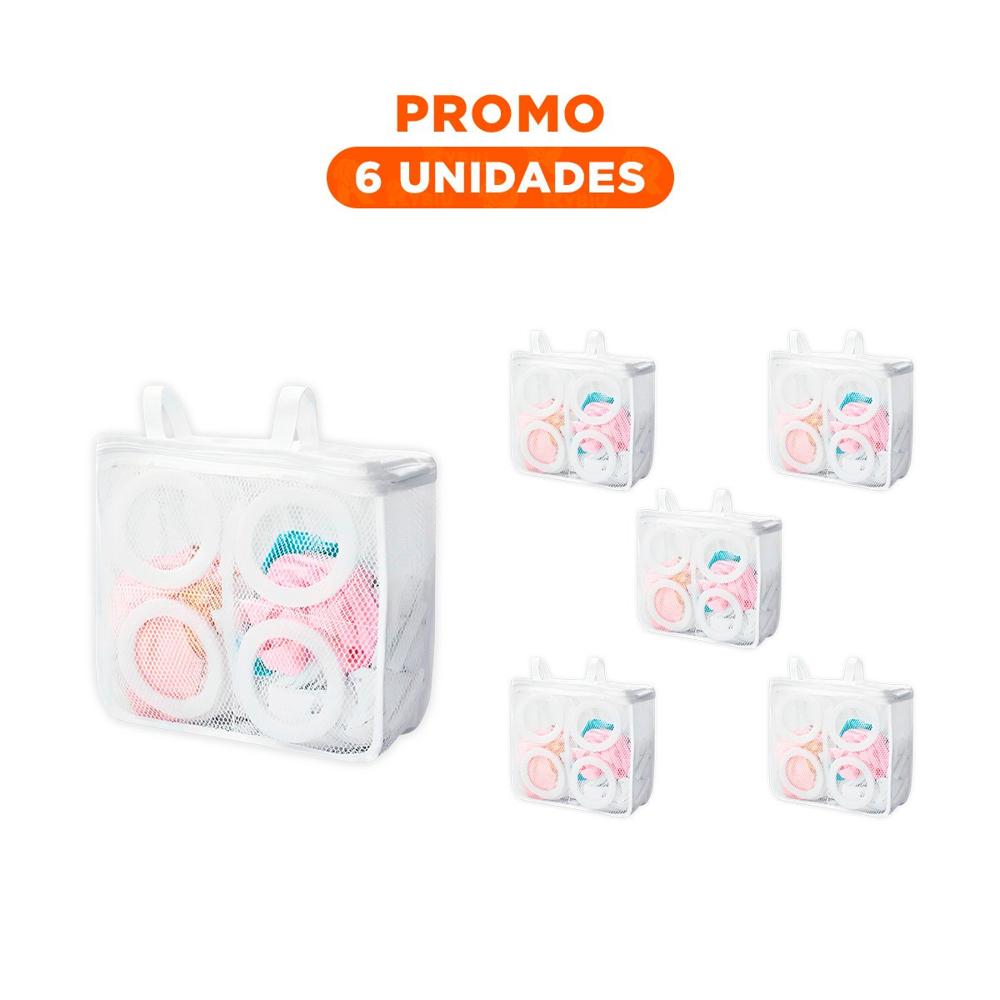 Pack6 Bolso Malla Protectora Ropa Diseno Cilindro Blanco con Rosas Delicado Y Regalo Sticker