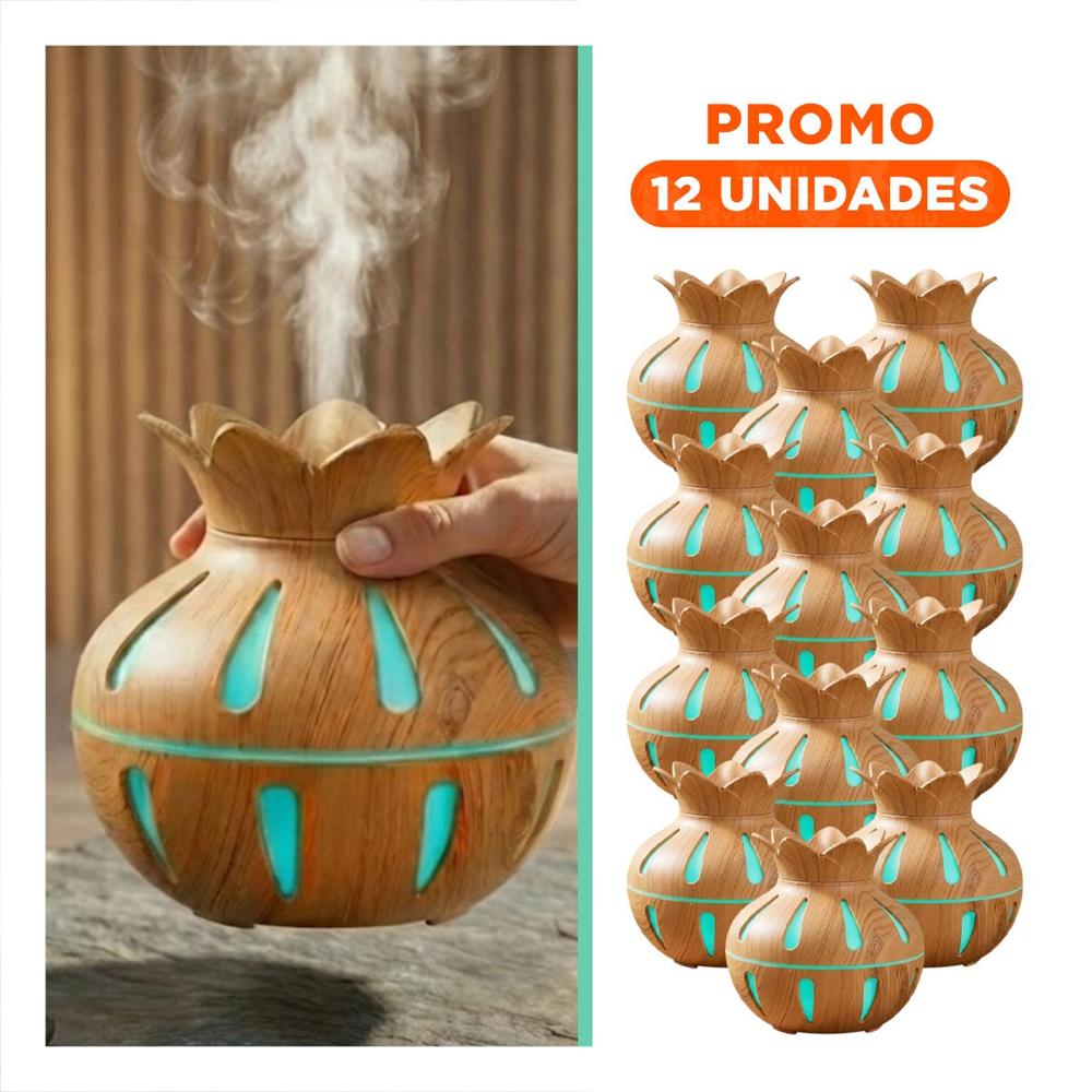 Pack12 Aparato Humificador Funcional con Forma de Flor y Acabado Madera Claro 12x11cm