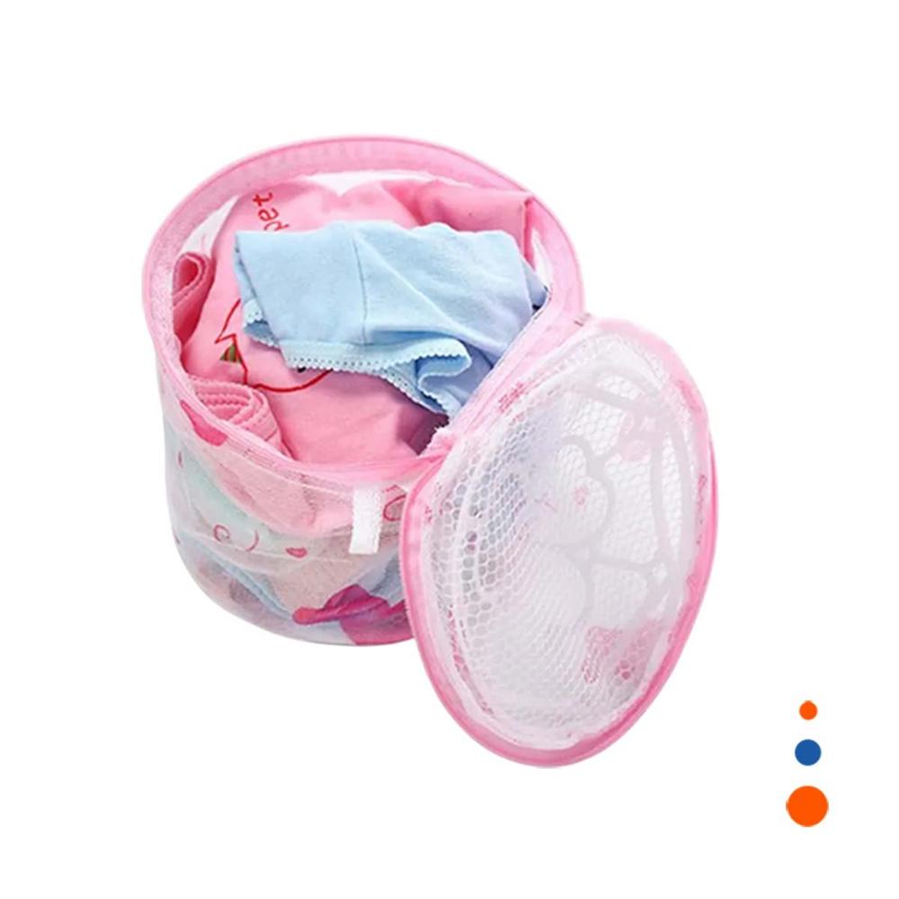 Bolsa Malla para Limpieza Ropa Estilo Cilindro Blanco Estampado Corazones Y Regalo Sticker