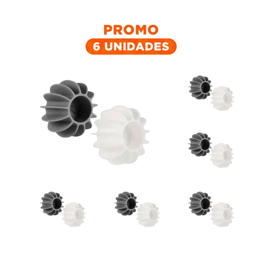 Pack6 Bolas Deserredante De Ropa 6 Pzs Blanco Y Plomo Para Lavado Diario Y Regalo Sticker