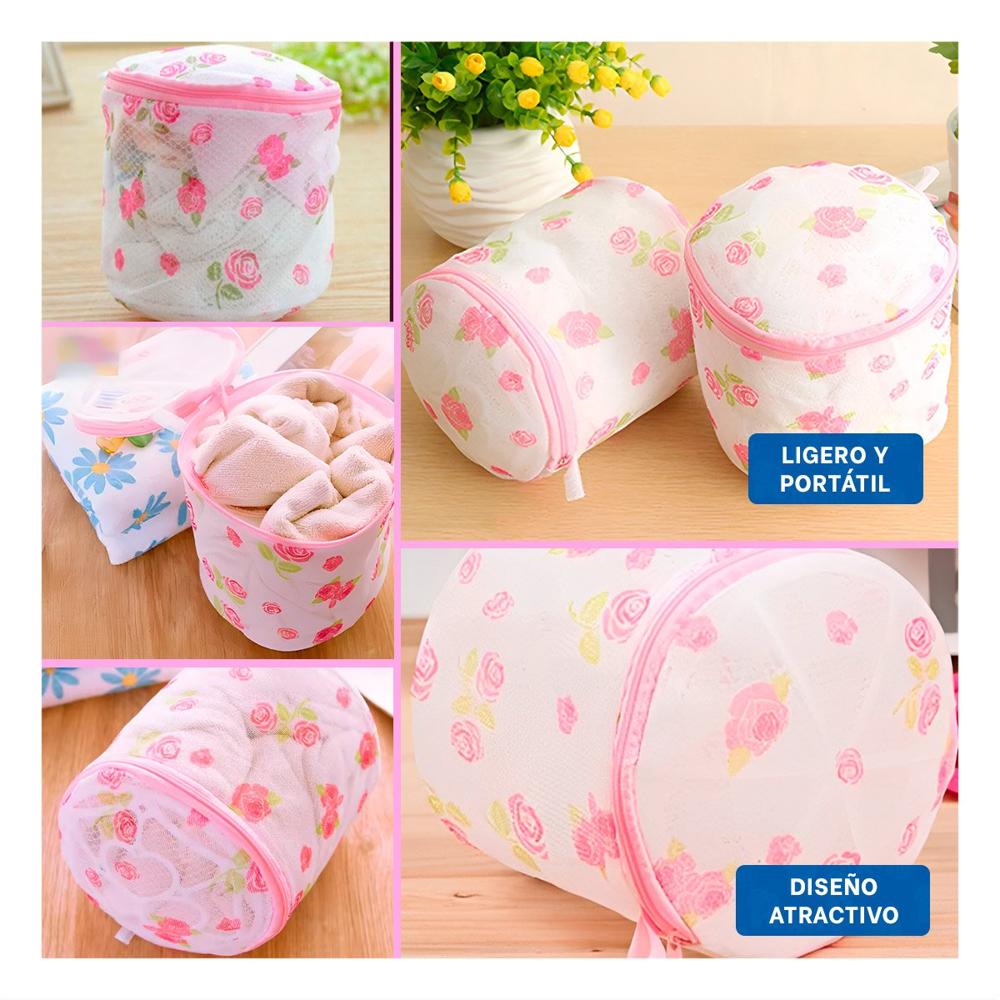 Bolsa Malla Protectora Ropa Diseno Cilindro Blanco con Rosas Delicado Max Y Ligas Regalo
