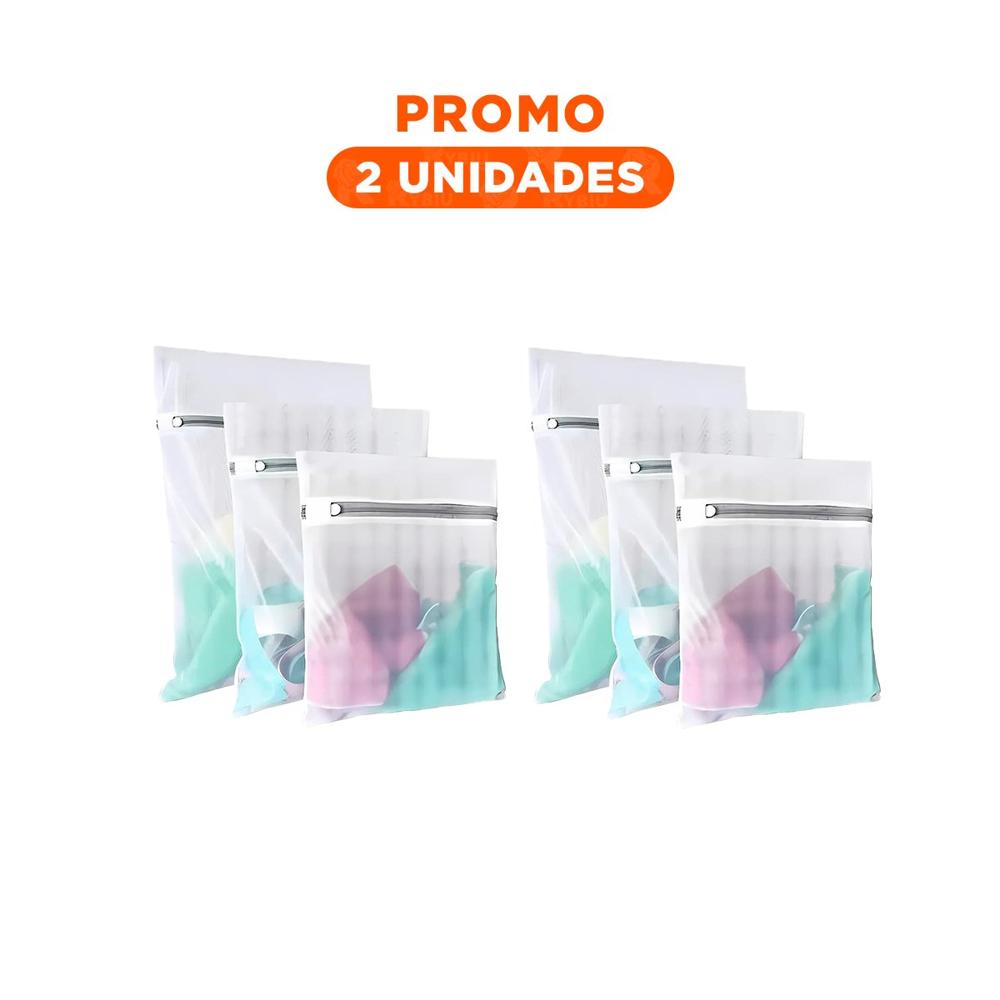 Pack2 Canasta de Ropa 3 Bolsas de Malla para Lavar Ropa Rectangular Blanco Y Regalo Sticker