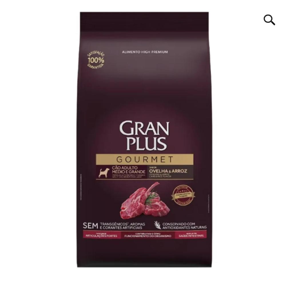 GRAN PLUS GOURMET ADULTO MEDIANO Y GRANDE - CORDERO Y ARROZ - 15kg
