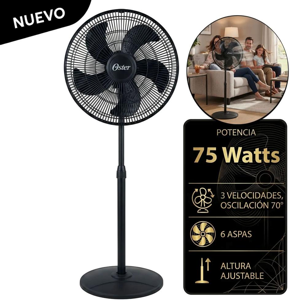Ventilador Oster de Pedestal 75 Watts 3 Velocidades EOSVELIST1631