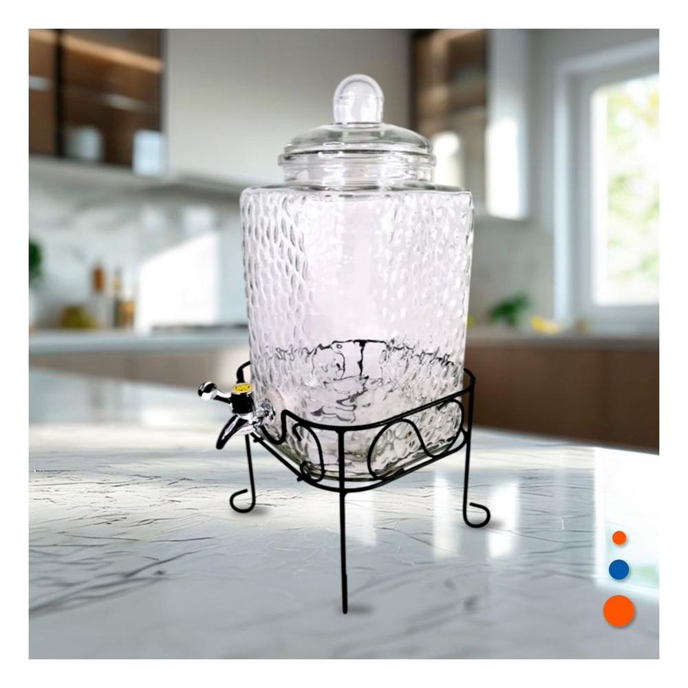 Surtidor de Bebida Transparente 6L con Base Metalica para Mesa Hogar Peru Y Papel Regalo