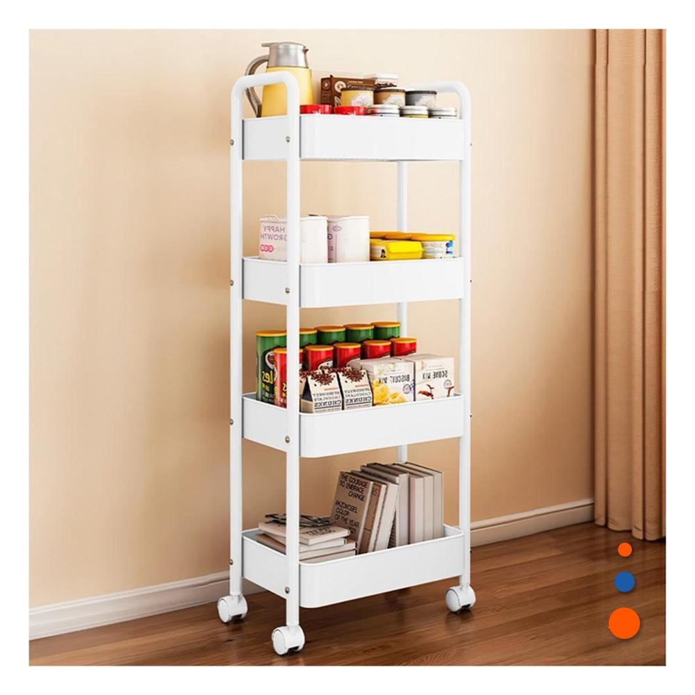 Repisa Carrito Blanco de Metal con 4 Niveles Moviles para Cocina y Hogar Y Papel Regalo